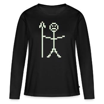 Bonhomme allumette guerrier pixelart - T-shirt manches longues Premium bio Femme - noir - Devant - Julia (174cm)
