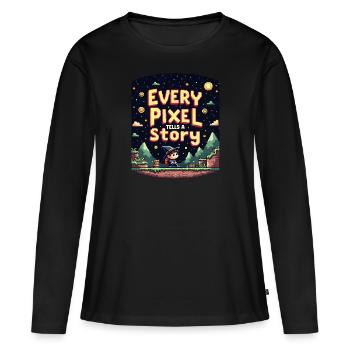 Chaque pixel raconte une histoire - Retro Gaming - T-shirt manches longues Premium bio Femme - noir - Devant - Julia (174cm)