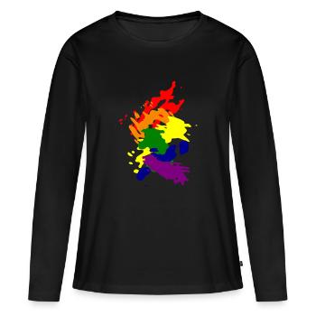 arc-en-ciel - T-shirt manches longues Premium bio Femme - noir - Devant - Julia (174cm)