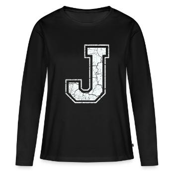 Un caractère un joule dans blanc in Used Look - T-shirt manches longues Premium bio Femme - noir - Devant - Julia (174cm)
