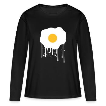 spray tropfen graffiti stempel spiegelei essen lec - Frauen Premium Bio Langarmshirt - Schwarz - Vorne - Julia (174cm)