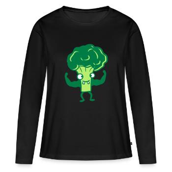 brokkoli bodybuilder stark muskeln gesund vitamine - Frauen Premium Bio Langarmshirt - Schwarz - Vorne - Julia (174cm)