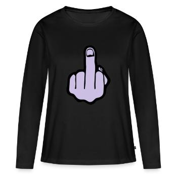 fuck you, middle finger - T-shirt manches longues Premium bio Femme - noir - Devant - Julia (174cm)