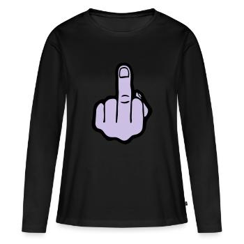 Finger, Fuck you (cheap!) - T-shirt manches longues Premium bio Femme - noir - Devant - Julia (174cm)
