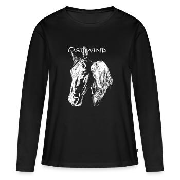 OSTWIND Aufbruch Nach Ora Pferdekopf Porträt - Frauen Premium Bio Langarmshirt - Schwarz - Vorne - Julia (174cm)