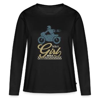 BIKER GIRL motorcycle christmas gift biker tshirt - Women's Premium Organic Long Sleeve Shirt - black - Front - Julia (174cm)