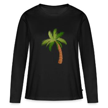 palmier arbre palmiers - T-shirt manches longues Premium bio Femme - noir - Devant - Julia (174cm)