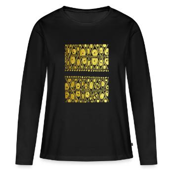 Graphiques indigènes brésiliens - T-shirt manches longues Premium bio Femme - noir - Devant - Julia (174cm)