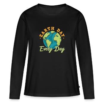 Jour de la Terre - T-shirt manches longues Premium bio Femme - noir - Devant - Julia (174cm)