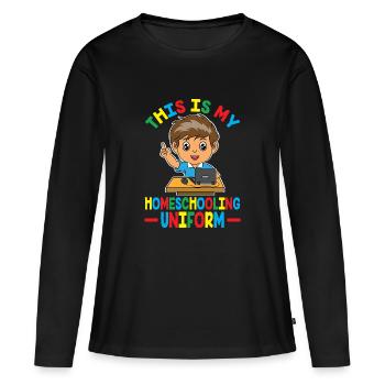 Child Kid homeschool uniform by The Manzanita's - Women's Premium Organic Long Sleeve Shirt - black - Front - Julia (174cm)