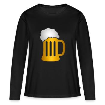 Logo de tasse de bière - T-shirt manches longues Premium bio Femme - noir - Devant - Julia (174cm)