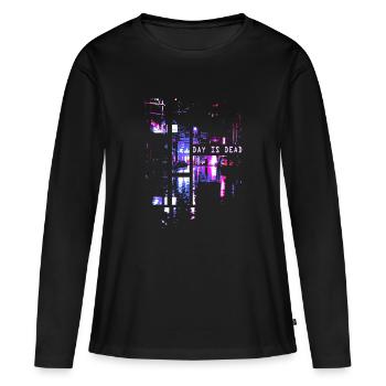 Vaporwave Esthétique Tokyo - T-shirt manches longues Premium bio Femme - noir - Devant - Julia (174cm)