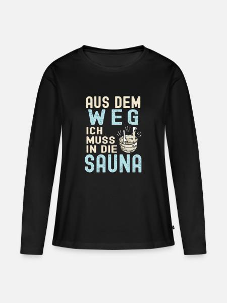 Lustiger Sauna Spruch - Frauen Premium Bio Langarmshirt - Schwarz