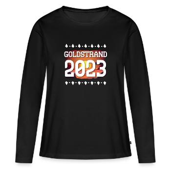 Goldstrand 2023 - Frauen Premium Bio Langarmshirt - Schwarz - Vorne - Julia (174cm)
