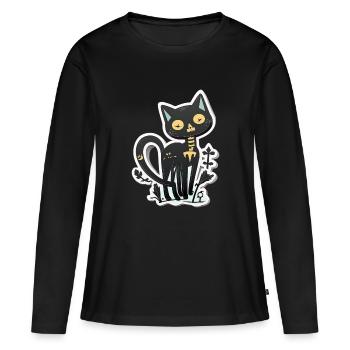 Süße abstrakte schwarze Katze - Frauen Premium Bio Langarmshirt - Schwarz - Vorne - Julia (174cm)