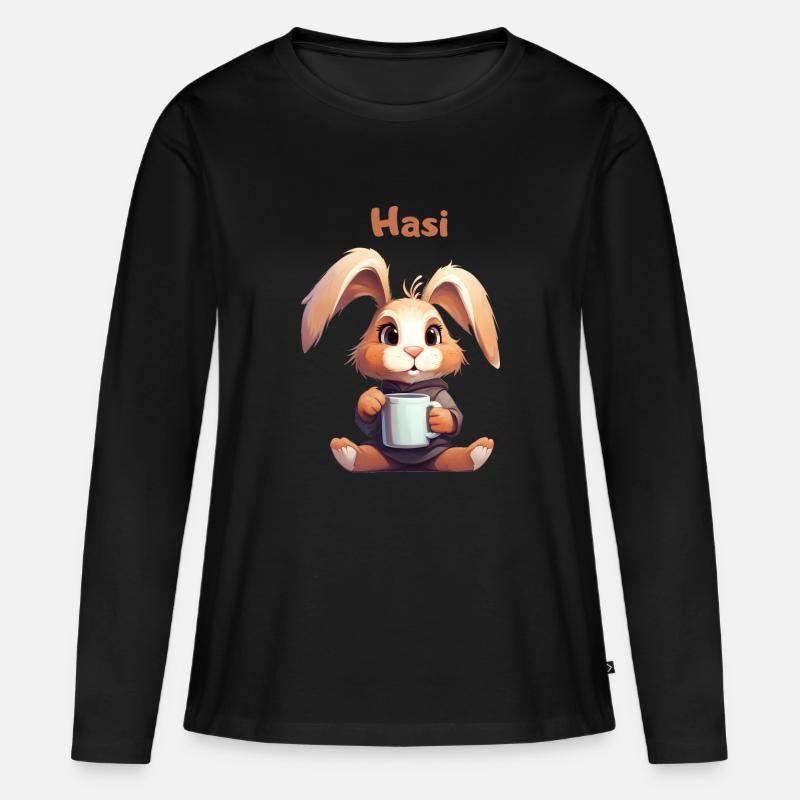 Hasi - Frauen Premium Bio Langarmshirt - Schwarz