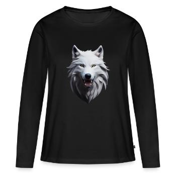 Loup - T-shirt manches longues Premium bio Femme - noir - Devant - Julia (174cm)