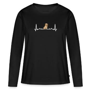 Heartbeat Shar Pei - Frauen Premium Bio Langarmshirt - Schwarz - Vorne - Julia (174cm)