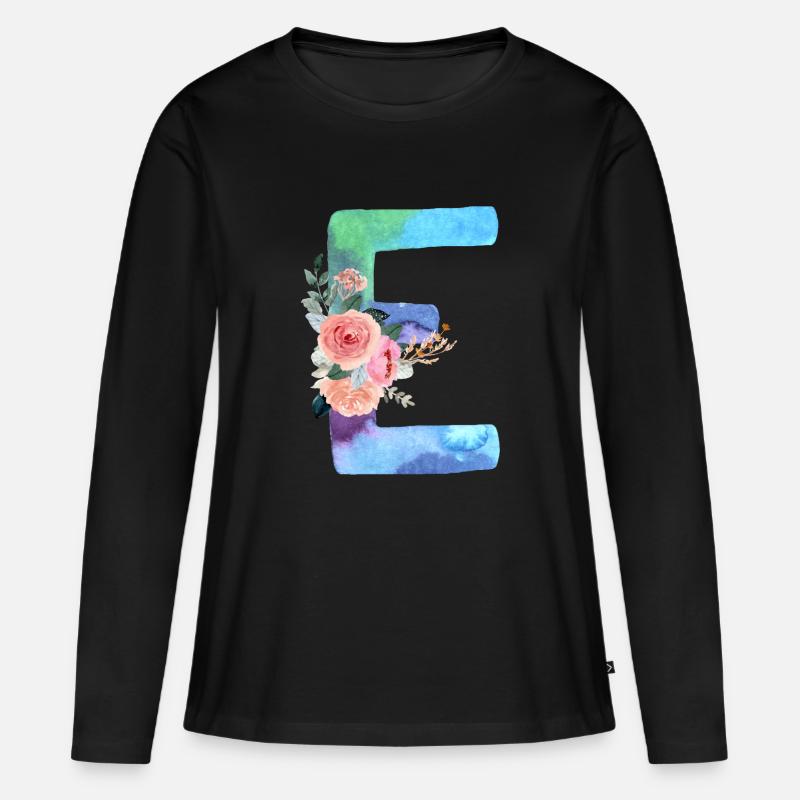 Buchstabe E Aquarell - Frauen Premium Bio Langarmshirt - Schwarz