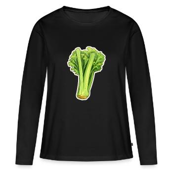 Céleri ou branche de céleri - T-shirt manches longues Premium bio Femme - noir - Devant - Julia (174cm)