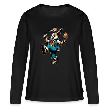 Osterhase singend - Frauen Premium Bio Langarmshirt - Schwarz - Vorne - Julia (174cm)
