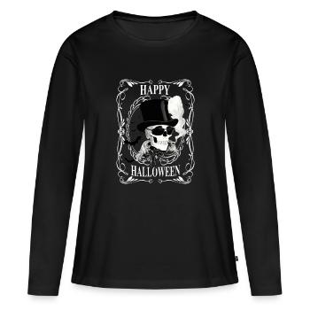 Joyeux halloween - T-shirt manches longues Premium bio Femme - noir - Devant - Julia (174cm)