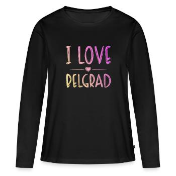 J’aime Belgrade - T-shirt manches longues Premium bio Femme - noir - Devant - Julia (174cm)