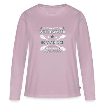 Je veux juste du kayak en eau vive et traîner mon chien - T-shirt manches longues Premium bio Femme - rose poudré - Devant - Julia (174cm)