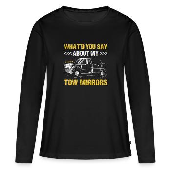 Que diriez-vous de My Tow Mirrors Tow Trucker - T-shirt manches longues Premium bio Femme - noir - Devant - Julia (174cm)