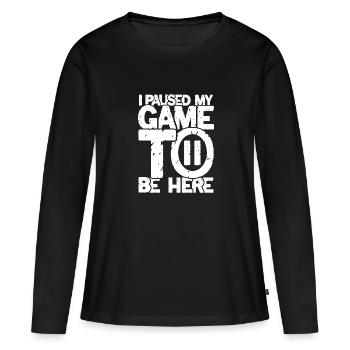 Mon jeu s’interrompt - T-shirt manches longues Premium bio Femme - noir - Devant - Julia (174cm)