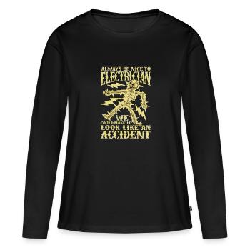 Soyez un bon électricien - T-shirt manches longues Premium bio Femme - noir - Devant - Julia (174cm)