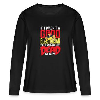 Bon électricien - T-shirt manches longues Premium bio Femme - noir - Devant - Julia (174cm)