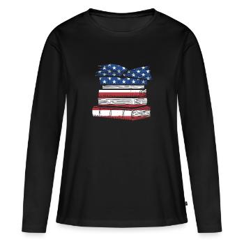 Écrivain Nous Flag Écriture - T-shirt manches longues Premium bio Femme - noir - Devant - Julia (174cm)