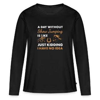 Jumper Une journée sans saut d’obstacles - T-shirt manches longues Premium bio Femme - noir - Devant - Julia (174cm)