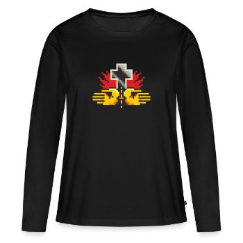 Pixelart No. 6 (prier) - couleur - T-shirt manches longues Premium bio Femme - noir - Devant - Julia (174cm)