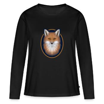Renard mignon dessiné sur tablette graphique - T-shirt manches longues Premium bio Femme - noir - Devant - Julia (174cm)