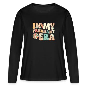 Schwangerschaft Schwanger Baby Familie Frauen - Frauen Premium Bio Langarmshirt - Schwarz - Vorne - Julia (174cm)
