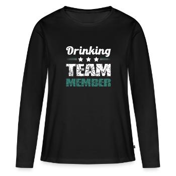 Équipe de consommation d’alcool - T-shirt manches longues Premium bio Femme - noir - Devant - Julia (174cm)