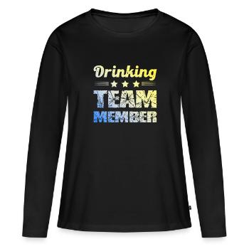 Équipe de boisson - T-shirt manches longues Premium bio Femme - noir - Devant - Julia (174cm)