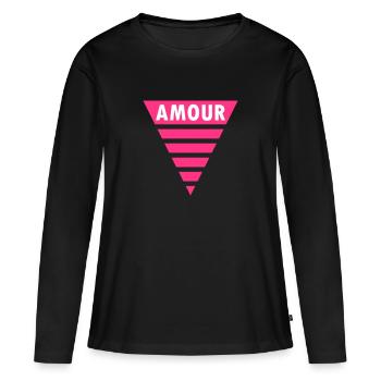 Amour im Dreieck (geteiltes Dreieck) - Frauen Premium Bio Langarmshirt - Schwarz - Vorne - Julia (174cm)