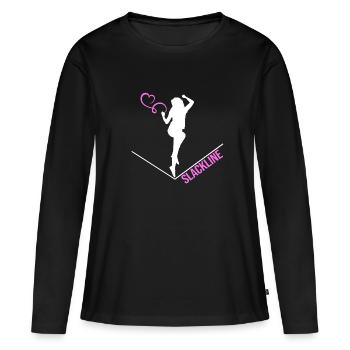 slackline slacken rope acrobat rope artist balance - Women's Premium Organic Long Sleeve Shirt - black - Front - Julia (174cm)