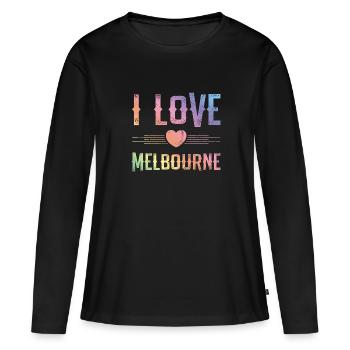 J’adore Melbourne - T-shirt manches longues Premium bio Femme - noir - Devant - Julia (174cm)
