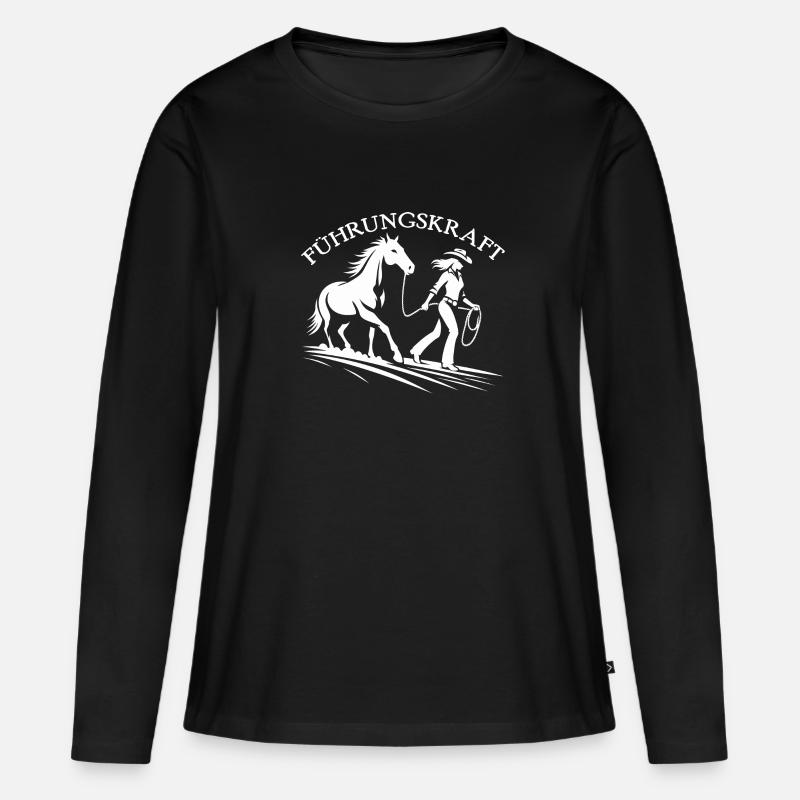 Führungskraft Pferd Reiten Geschenkidee Pferde - Frauen Premium Bio Langarmshirt - Schwarz