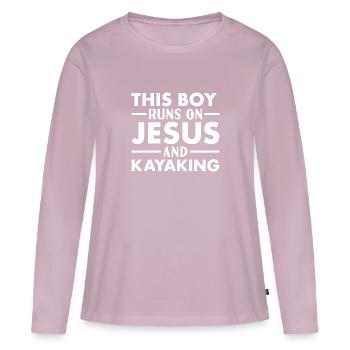 Kayaker This Boy Runs On Jesus Kayaking - Women's Premium Organic Long Sleeve Shirt - dusky pink - Front - Julia (174cm)