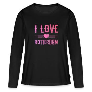 J’adore Rotterdam - T-shirt manches longues Premium bio Femme - noir - Devant - Julia (174cm)