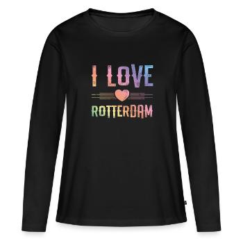 J’adore Rotterdam - T-shirt manches longues Premium bio Femme - noir - Devant - Julia (174cm)