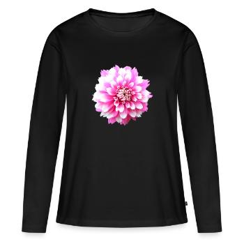 Fleur Rose Rose Fleur Fleurs Rose Rose Fleurs - T-shirt manches longues Premium bio Femme - noir - Devant - Julia (174cm)