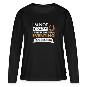Cavalier Je ne suis pas fou de concours complet - T-shirt manches longues Premium bio Femme - noir - Devant - Julia (174cm)