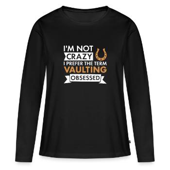 Vaulter Je ne suis pas fou de voltige - T-shirt manches longues Premium bio Femme - noir - Devant - Julia (174cm)