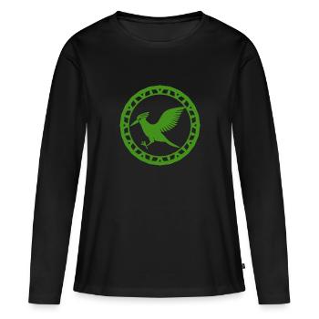 Vogel - Fliegen - Naturschutz Tierfreund - Wald - Frauen Premium Bio Langarmshirt - Schwarz - Vorne - Julia (174cm)